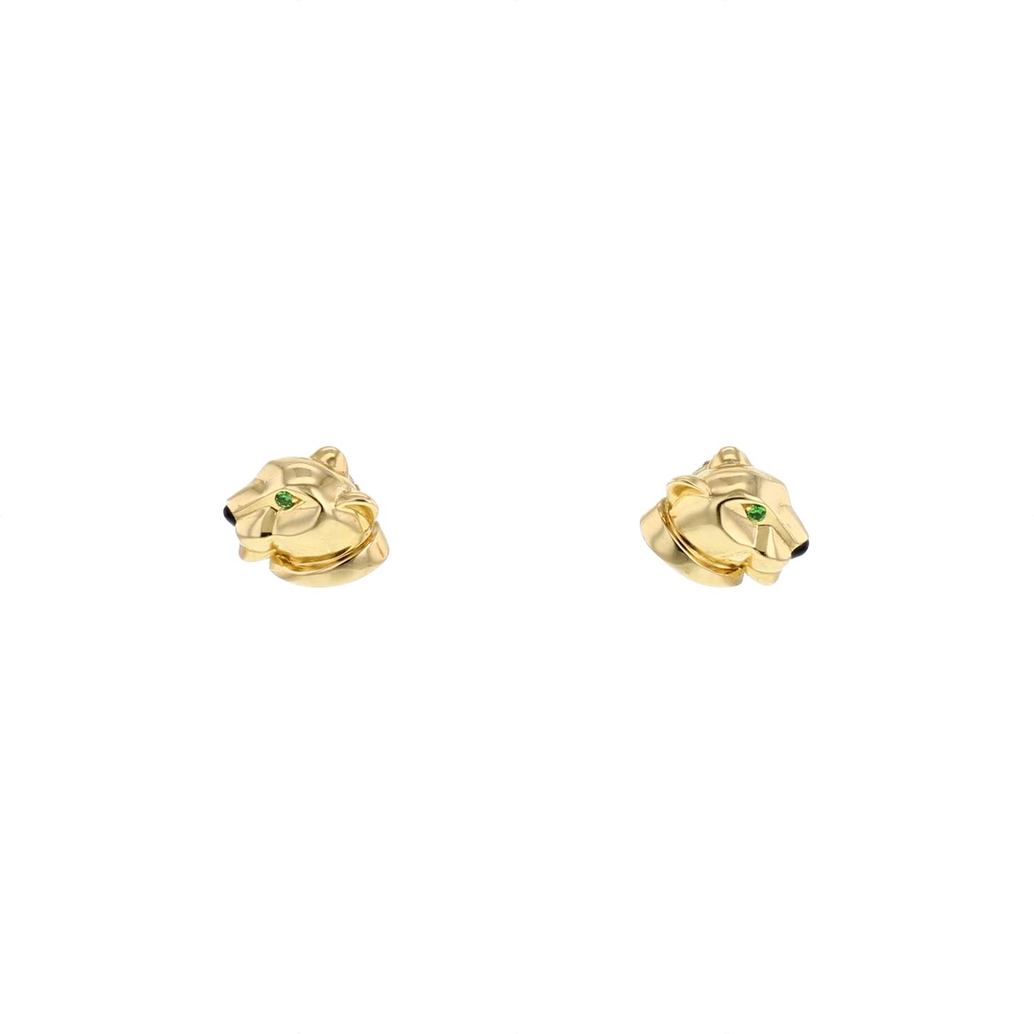 Cartier Panthère small earrings in yellow gold, tsavorites and onyx - 00pp