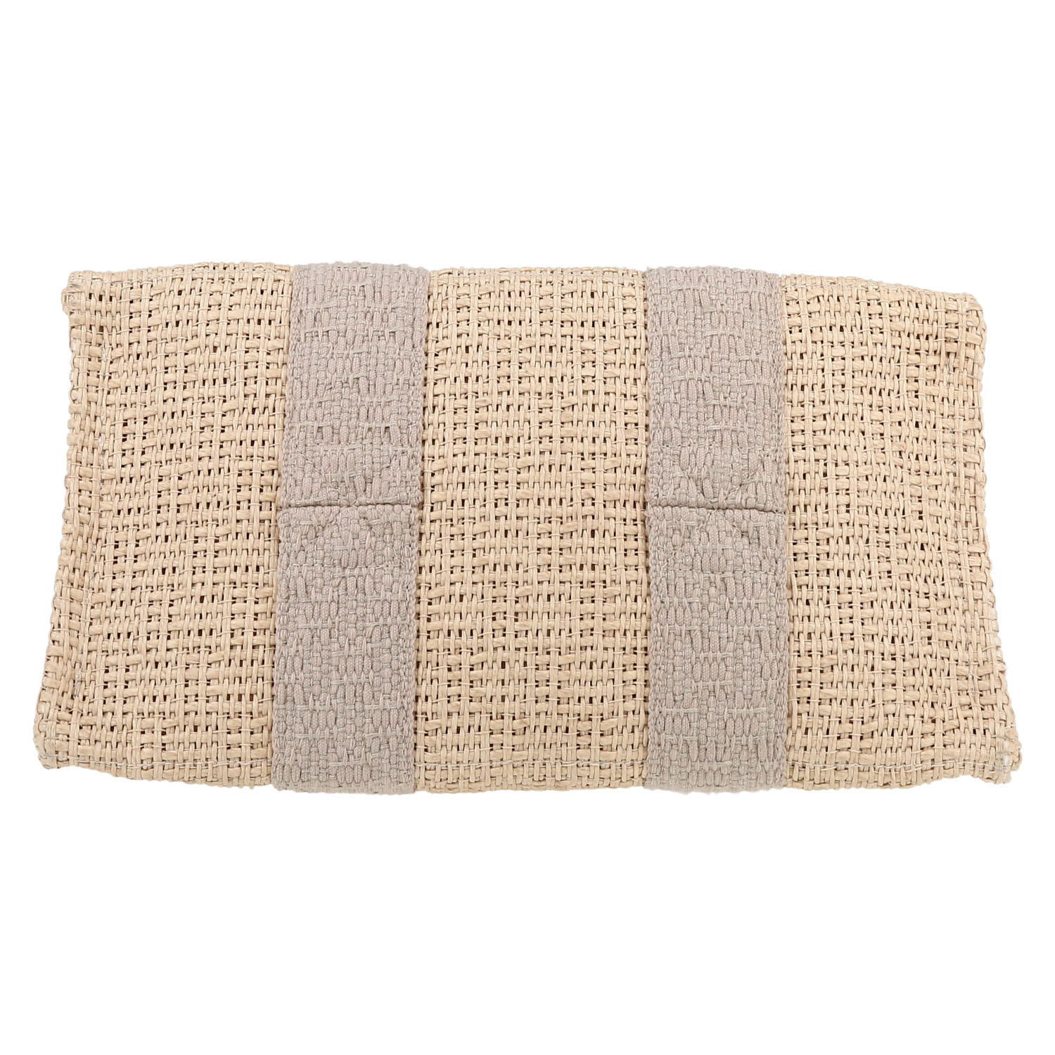 Sac cabas Hermès   en toile de jute naturelle et toile beige - Detail D1