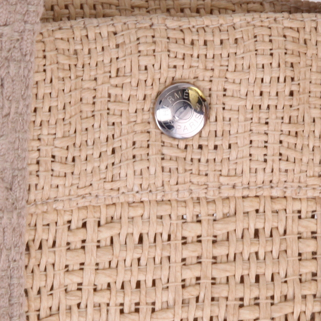 Hermès   shopping bag  in natural jute canvas  and beige canvas - Detail D2