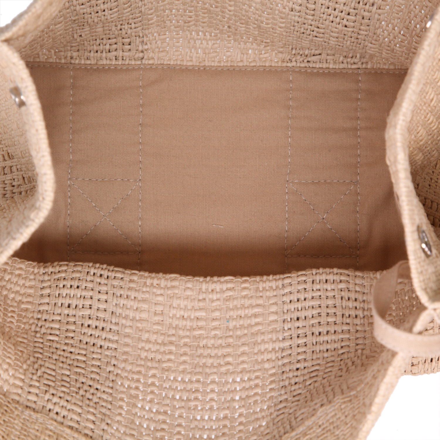 Sac cabas Hermès   en toile de jute naturelle et toile beige - Detail D3