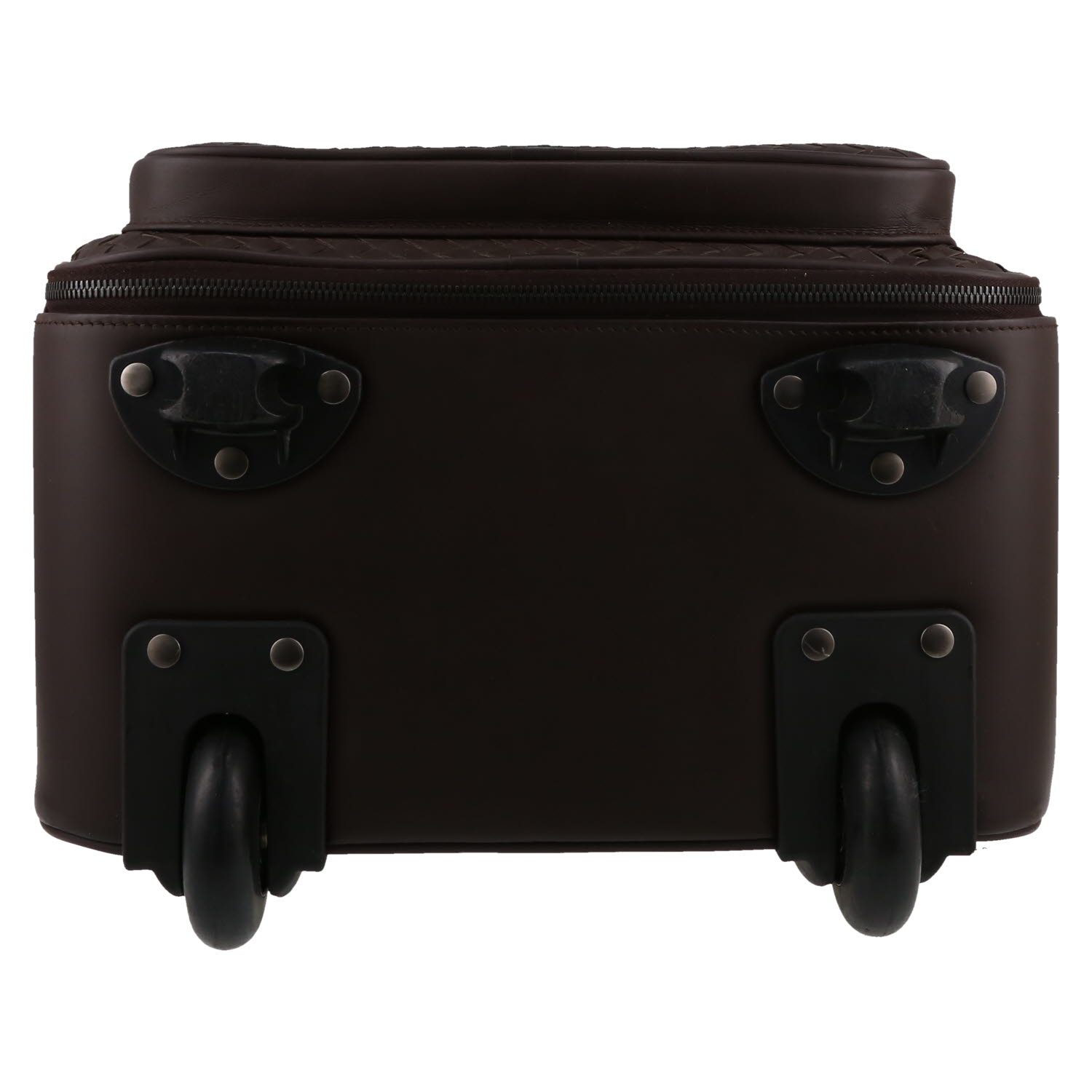 Valise rigide Bottega Veneta   en cuir intrecciato et cuir lisse marron - Detail D1