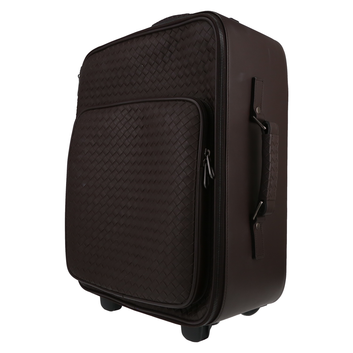 Valise rigide Bottega Veneta   en cuir intrecciato et cuir lisse marron - Detail D4