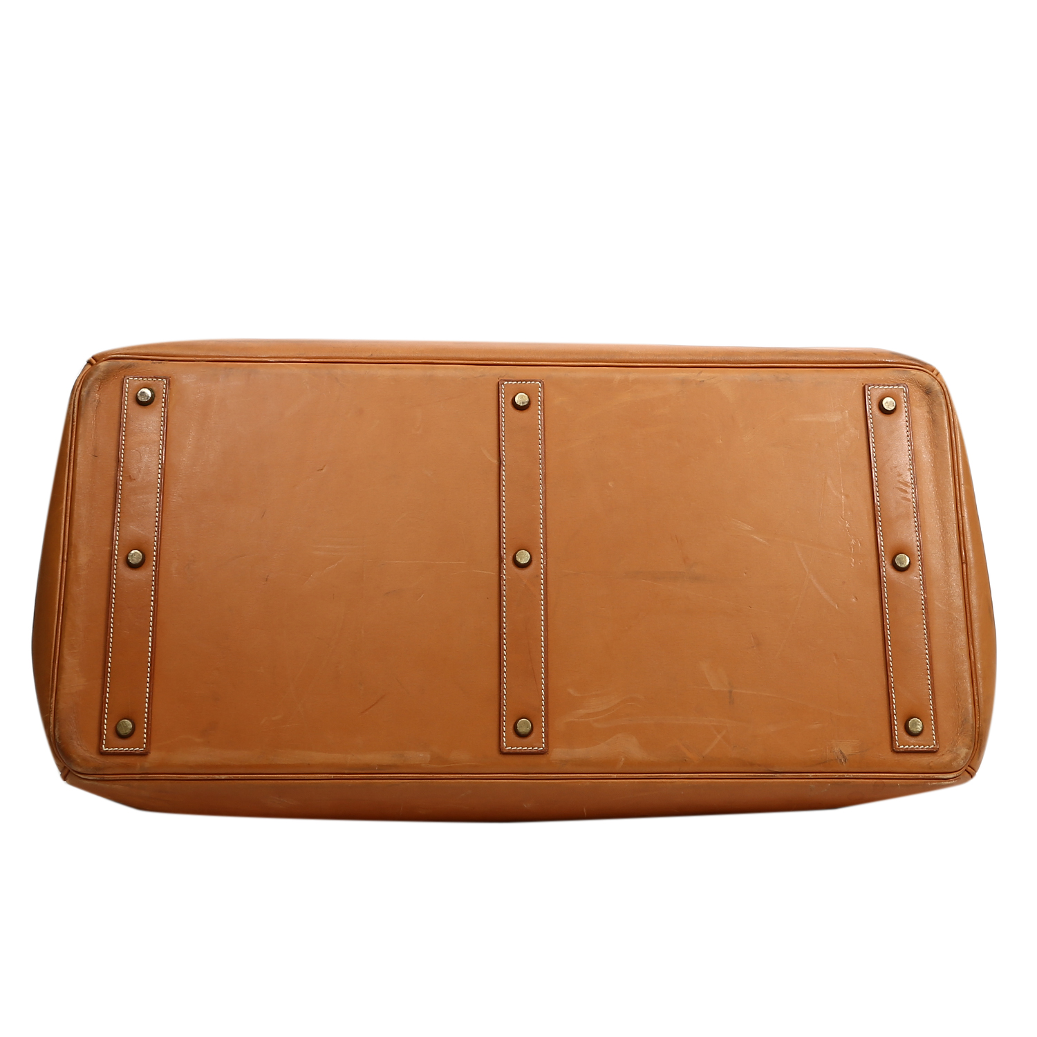 Hermès  Haut à Courroies - Travel Bag travel bag  in gold natural leather - Detail D1