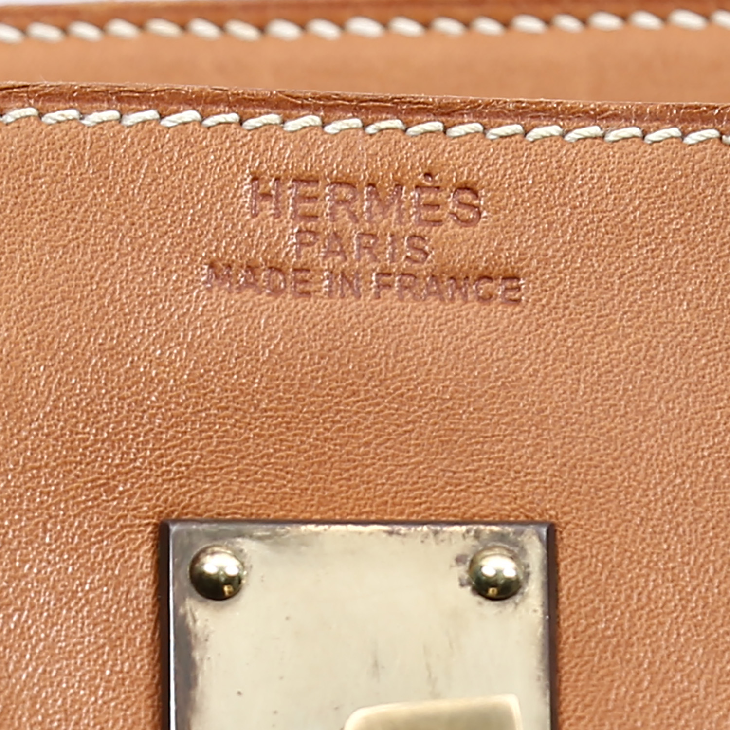 Hermès  Haut à Courroies - Travel Bag travel bag  in gold natural leather - Detail D2