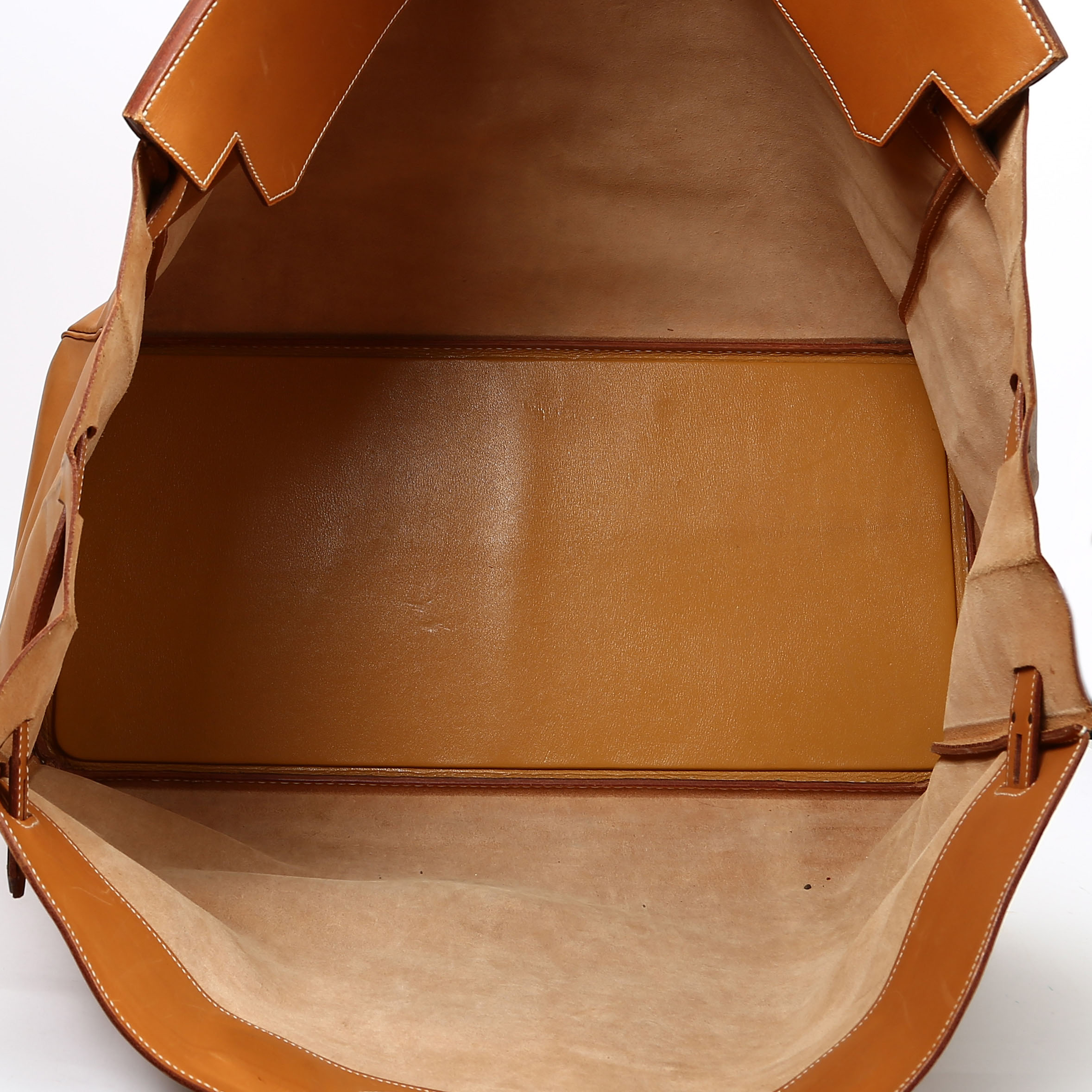 Hermès  Haut à Courroies - Travel Bag travel bag  in gold natural leather - Detail D3