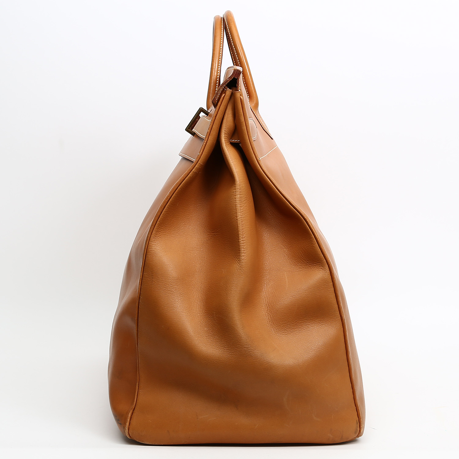 Hermès  Haut à Courroies - Travel Bag travel bag  in gold natural leather - Detail D6