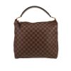 Bolso de mano Louis Vuitton  Portobello en lona a cuadros ébano y cuero marrón - 360 thumbnail
