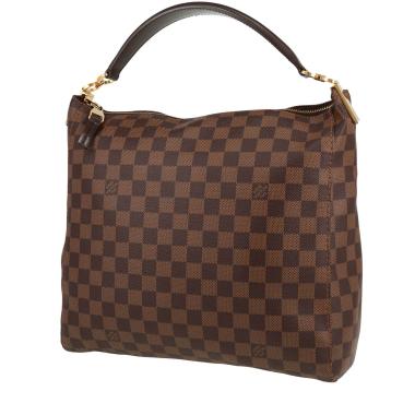 Bolso de mano Louis Vuitton  Portobello en lona a cuadros ébano y cuero marrón
