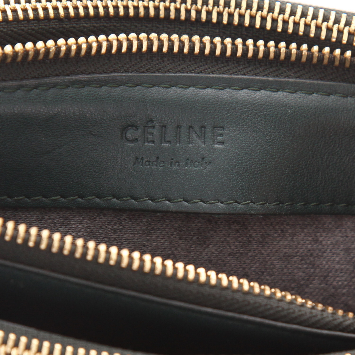 Sac bandoulière Celine  Trio en cuir vert - Detail D2