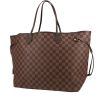 Louis Vuitton  Neverfull large model  shopping bag  in ebene damier canvas  and brown leather - 00pp thumbnail
