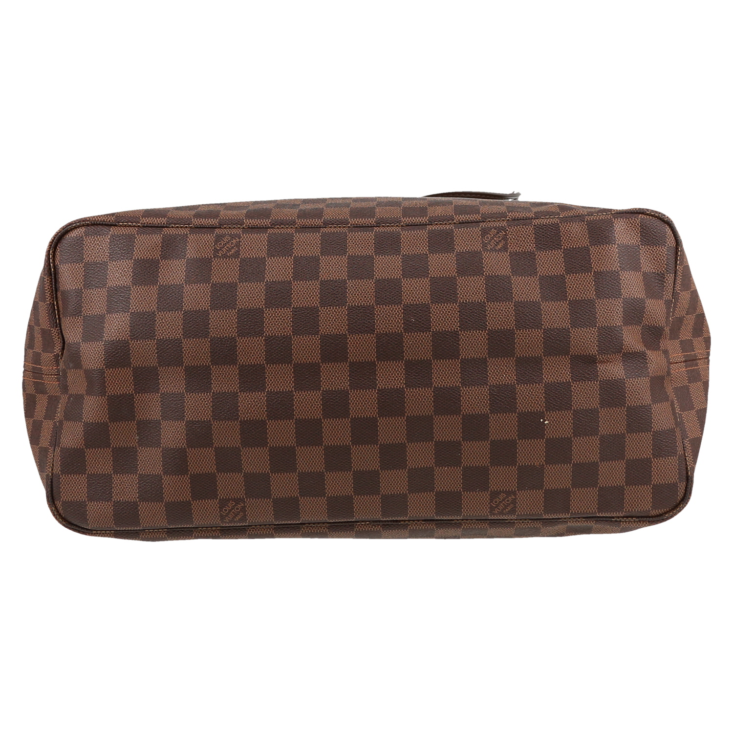 Bolso Cabás Louis Vuitton  Neverfull modelo grande  en lona a cuadros ébano y cuero marrón - Detail D1