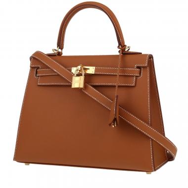 Sac à main Hermès  Kelly 25 cm en cuir epsom gold