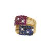 Vintage 1960's ring in yellow gold, sapphires, ruby and diamonds - 00pp thumbnail