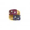 Vintage   1960's ring in yellow gold, sapphires, ruby and diamonds - 360 thumbnail
