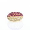Vintage  ring in yellow gold, diamonds and ruby - 360 thumbnail