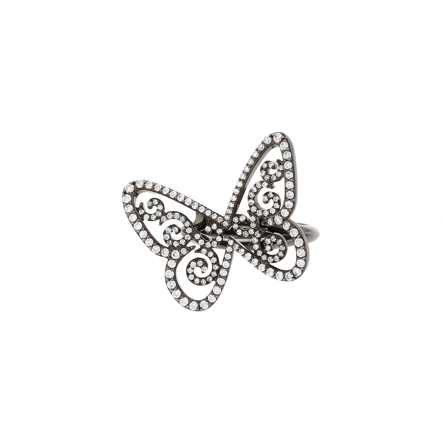 Messika Arabesque large model ring in blackened gold and diamonds