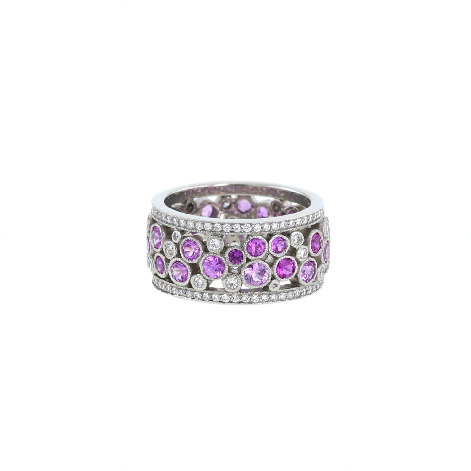 Tiffany & Co Cobblestone ring in platinium, diamonds and sapphires