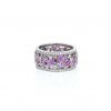 Anello Tiffany & Co Cobblestone in platino, diamanti e zaffiri rosa - 360 thumbnail