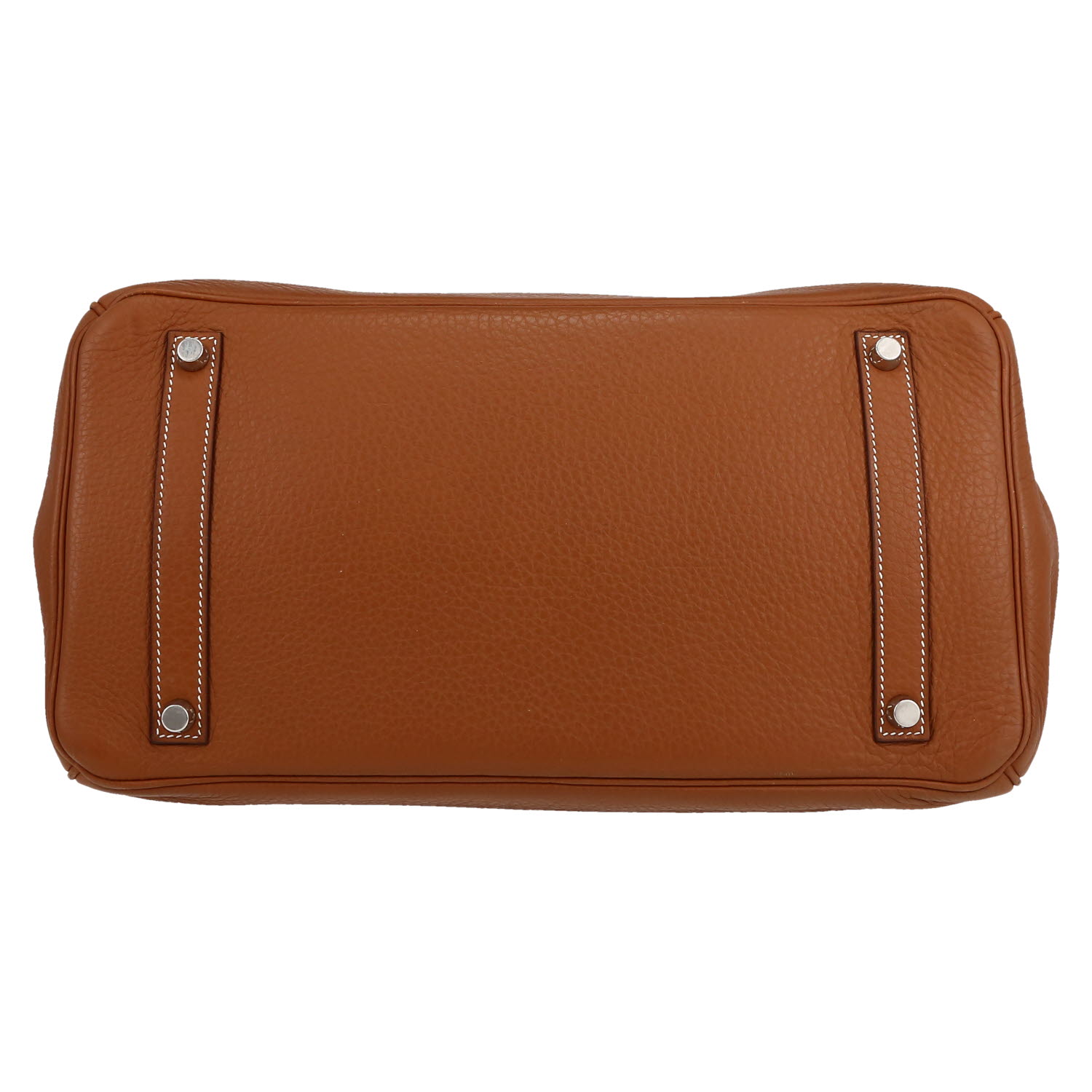 Bolso de mano Hermès  Birkin 35 cm en cuero taurillon clémence color oro - Detail D1