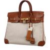 Hermès  Haut à Courroies handbag  in gold Barenia leather  and beige canvas - 00pp thumbnail