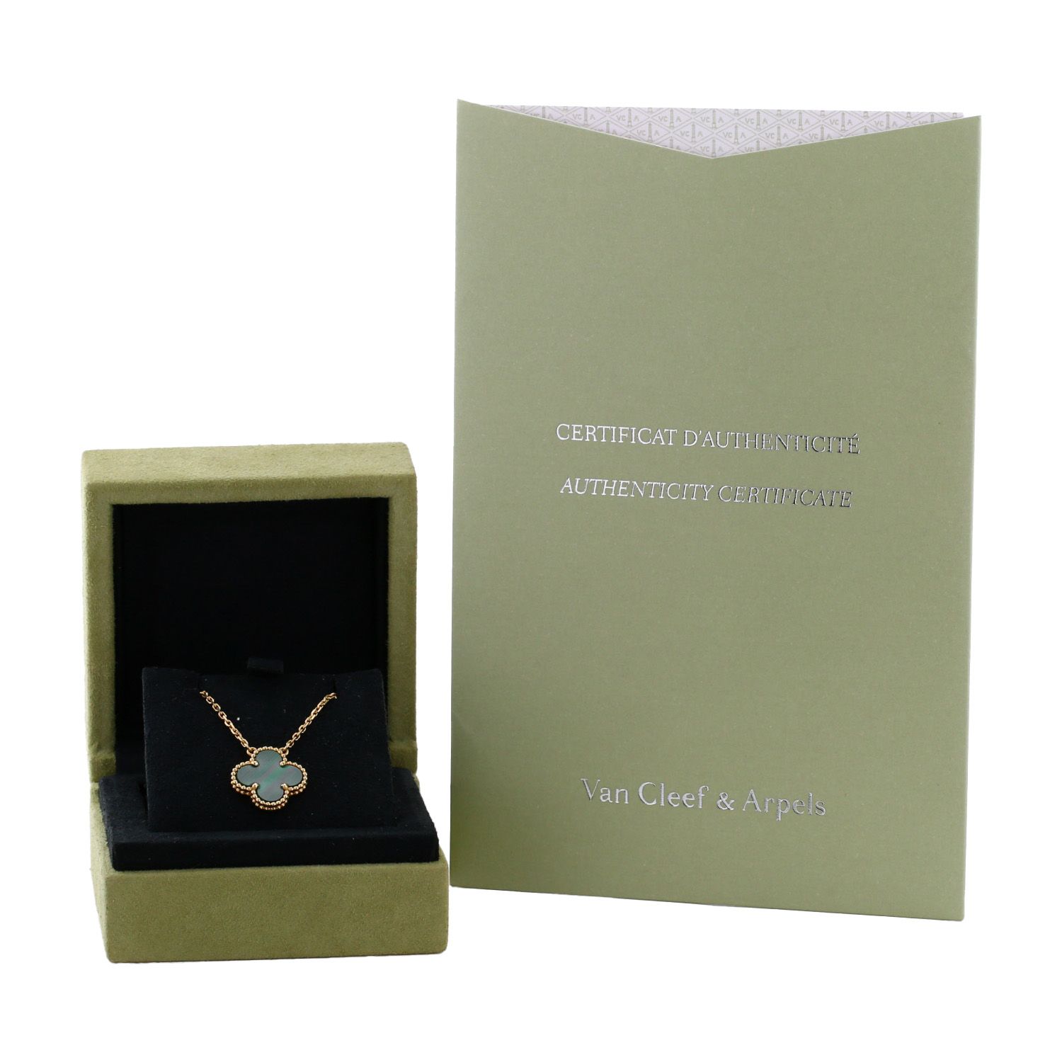 Van Cleef & Arpels Alhambra Vintage necklace in yellow gold and malachite - Detail D2