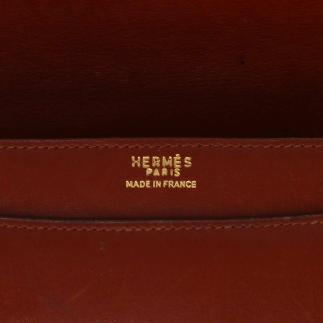 Sac porté épaule Hermès  Fonsbelle en cuir box rouge-brique - Detail D2