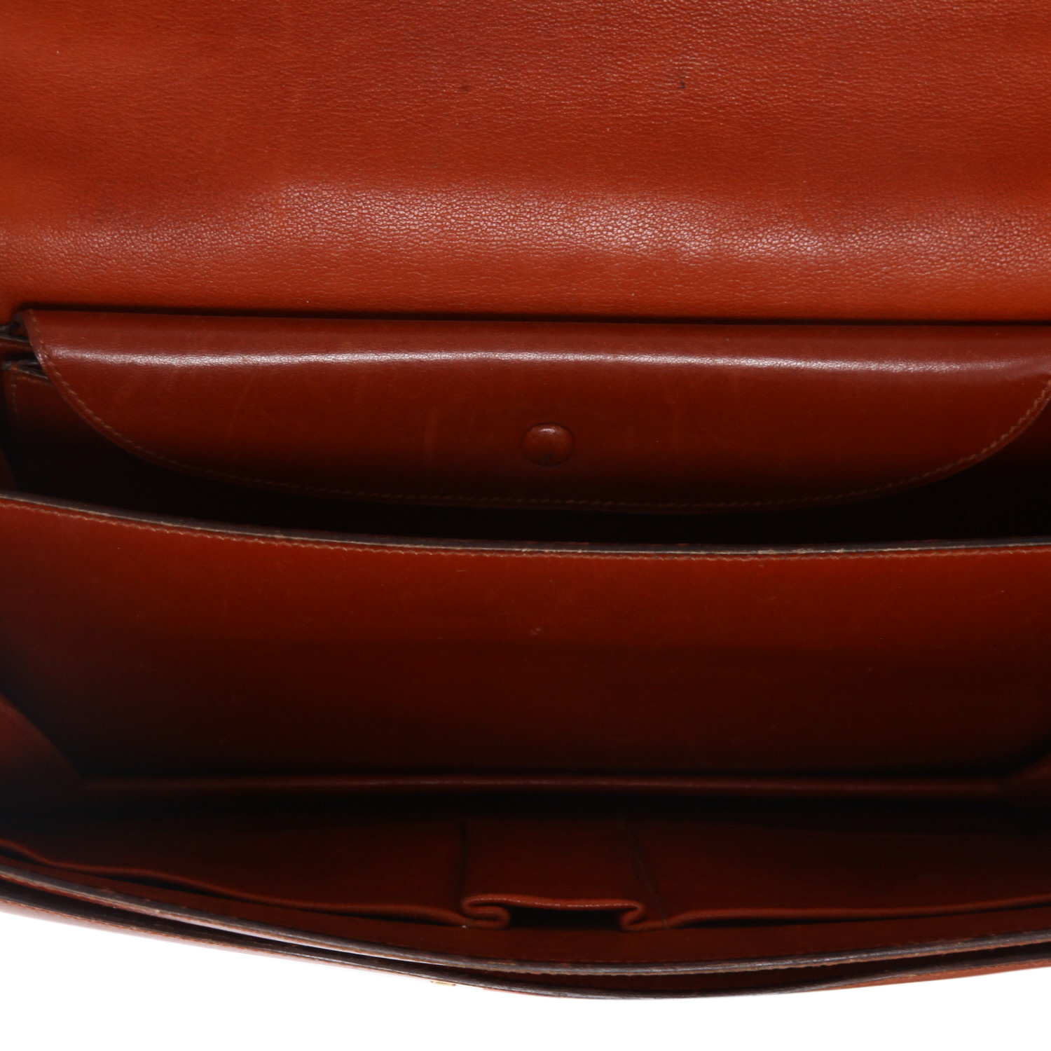 Bolso para llevar al hombro Hermès  Fonsbelle en cuero box rojo ladrillo - Detail D3
