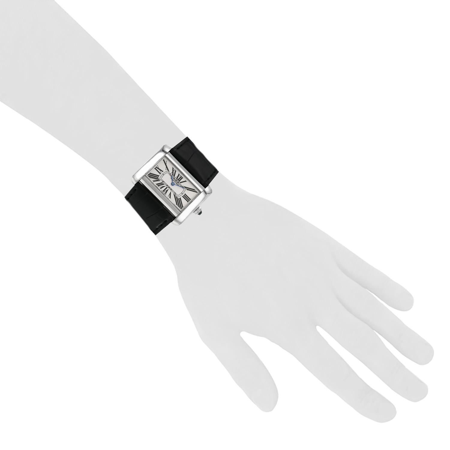 Cartier Tank Divan  in stainless steel Ref: Cartier - 2600  Circa 2000 - Detail D1