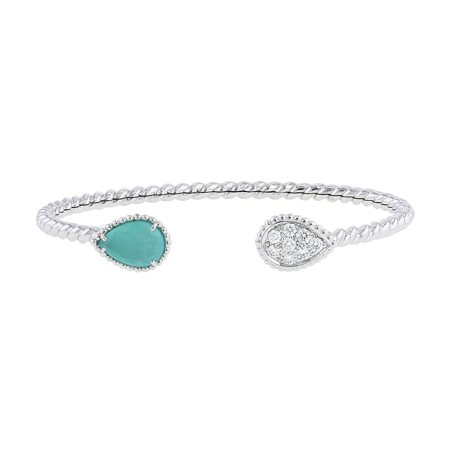 Bracciale Boucheron Serpent Bohème taglia S in oro bianco, aquaprase e diamanti - 00pp