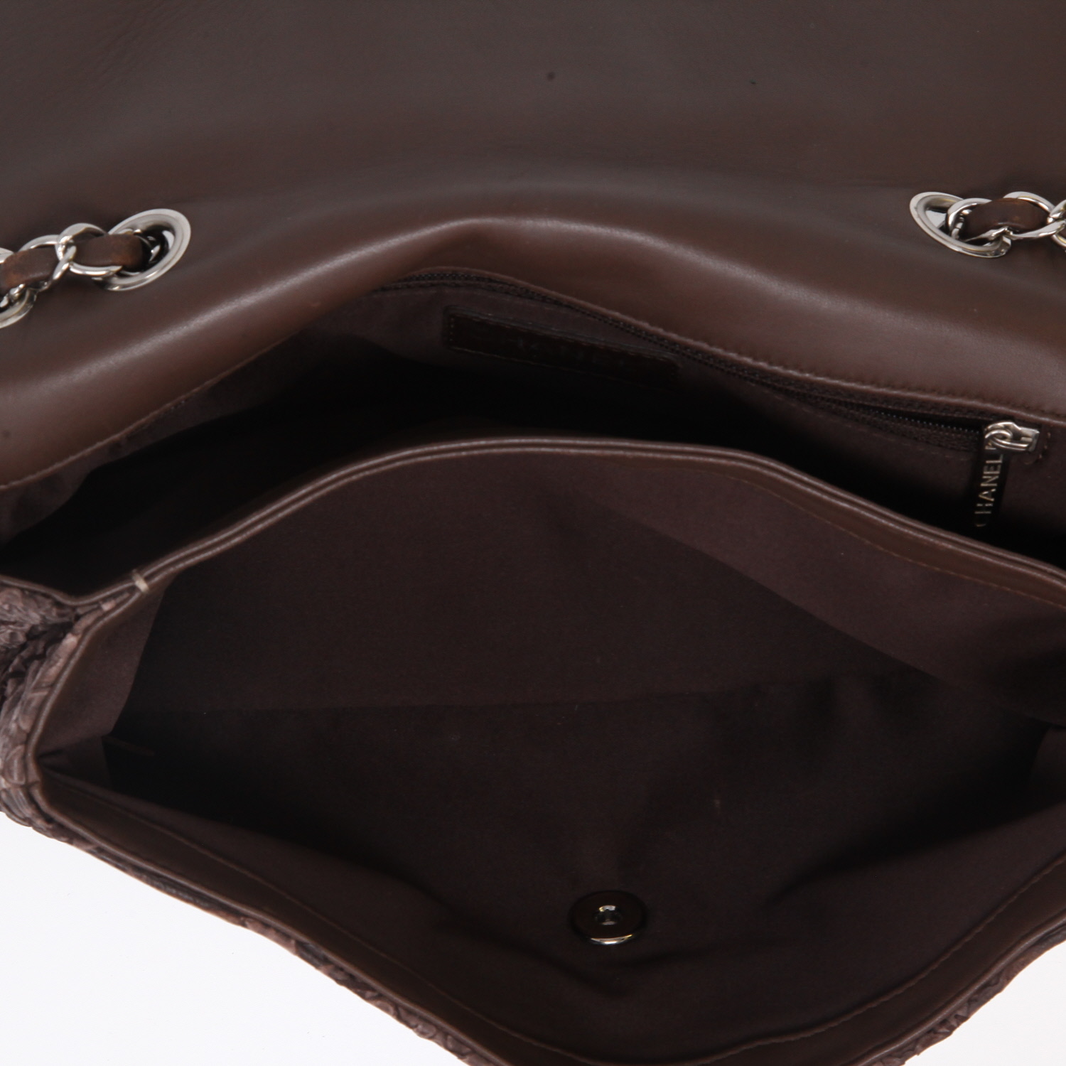 Borsa Chanel  Baguette in pitone marrone - Detail D3
