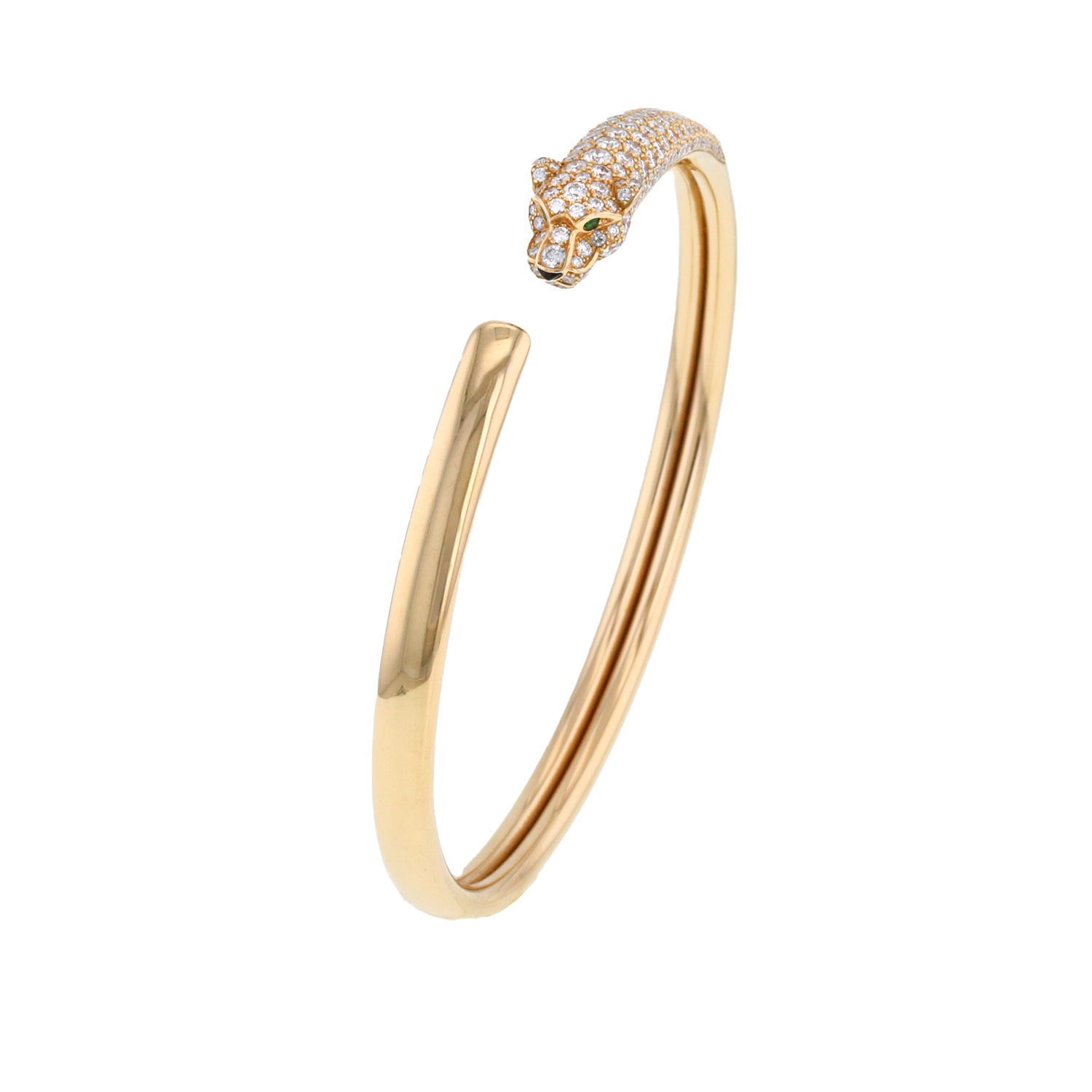 bracelet cartier panthère petit modèle en or rose, diamants et