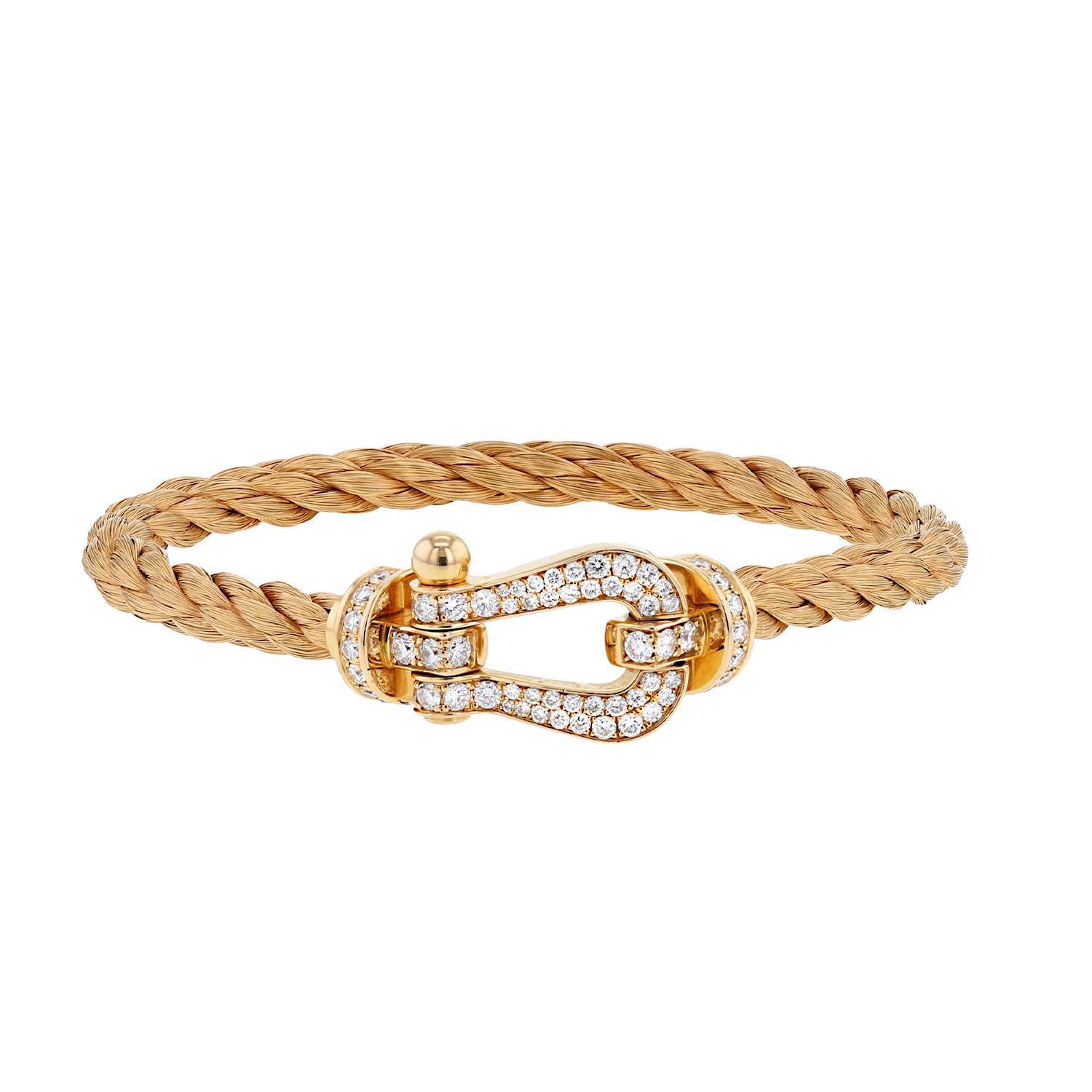 bracelet fred force 10 grand modèle en or rose et diamants