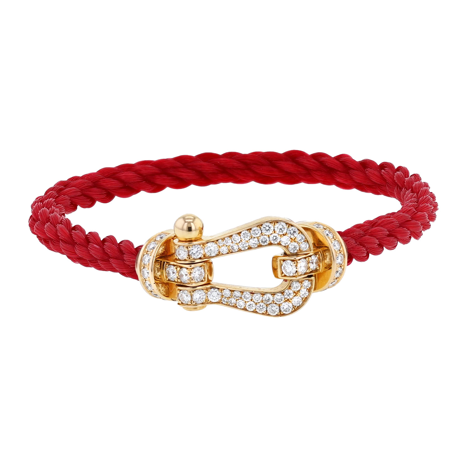 Bracelet Fred Force 10 grand modèle en or rose et diamants - Detail D1