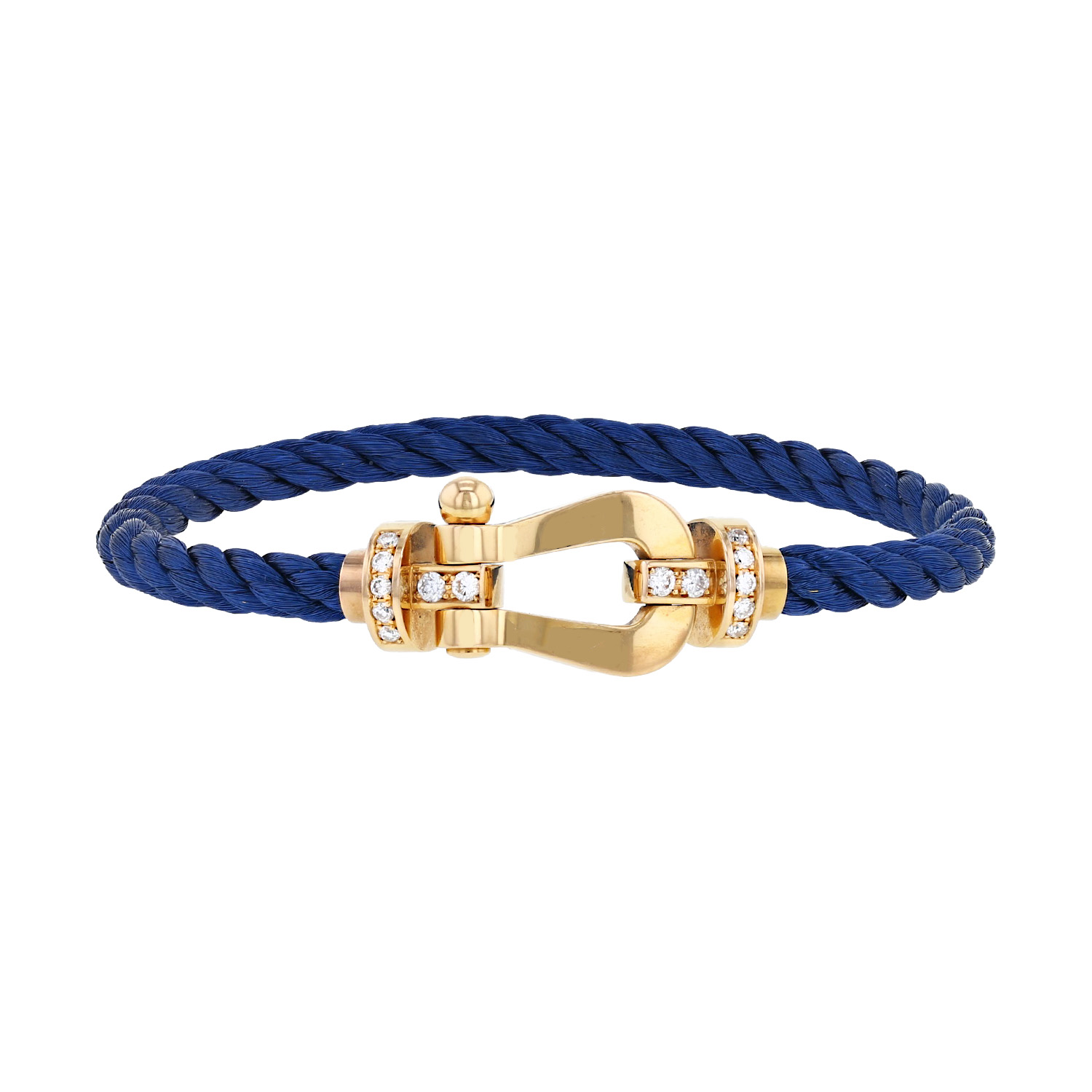 Bracelet Fred Force 10 grand modèle en or rose et diamants - Detail D1