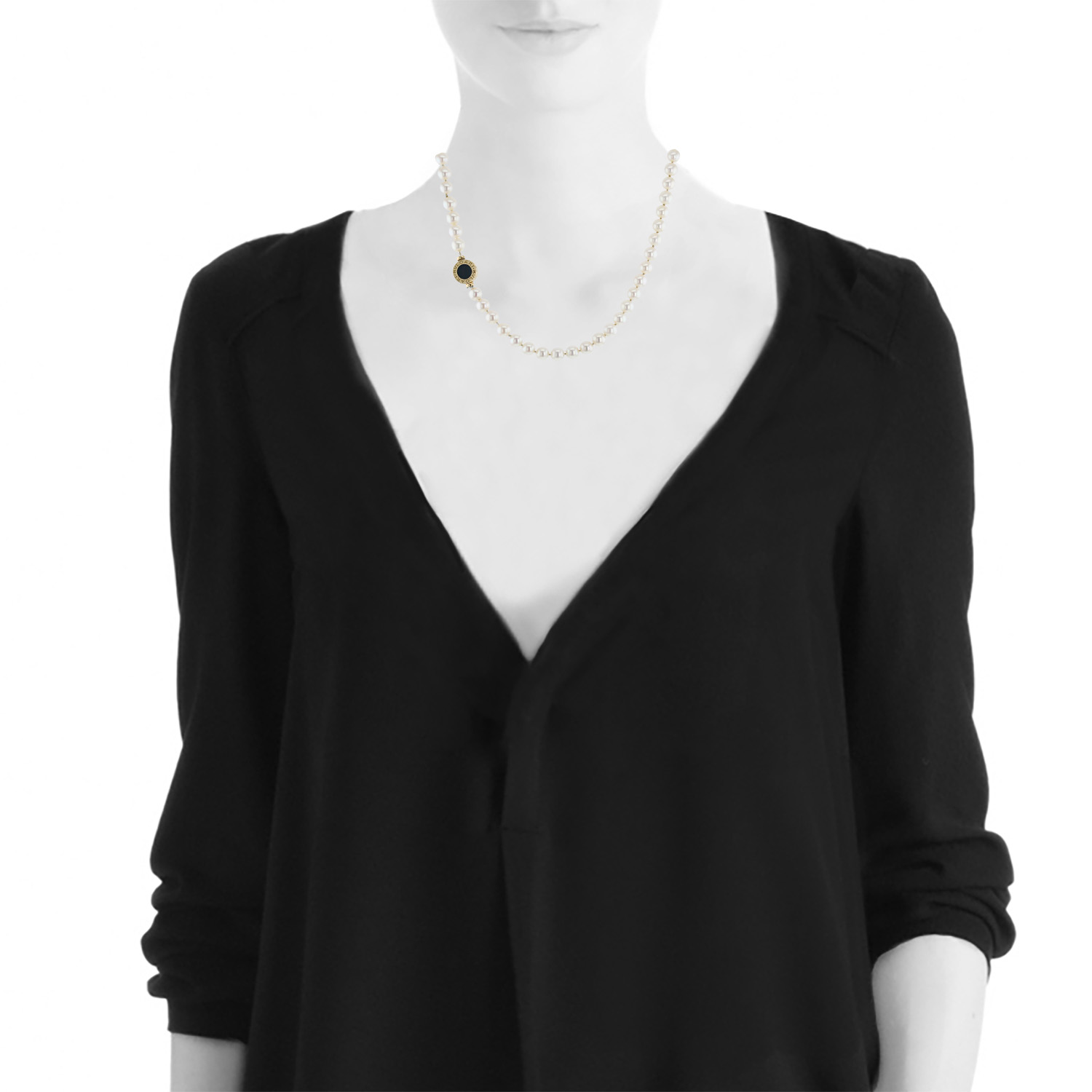 Collier tournant Bulgari Bulgari Bulgari en or jaune, perles de culture et onyx - Detail D1