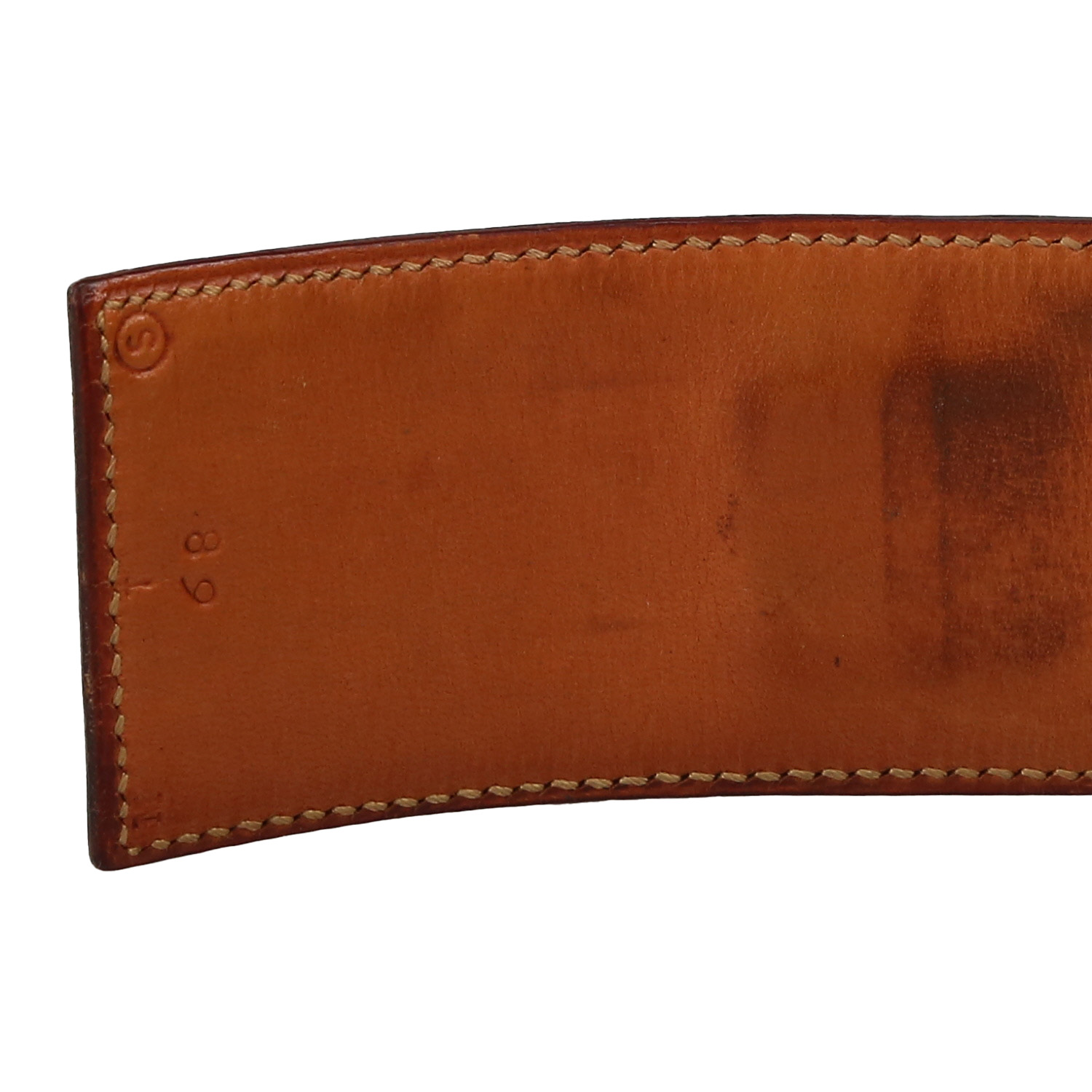 Cinturón Hermès  Médor en avestruz color oro - Detail D3