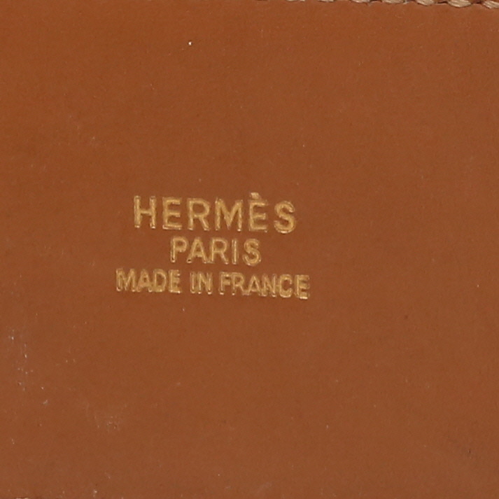 Ceinture Hermès  Médor en cuir Courchevel rouge et cuir gold - Detail D2