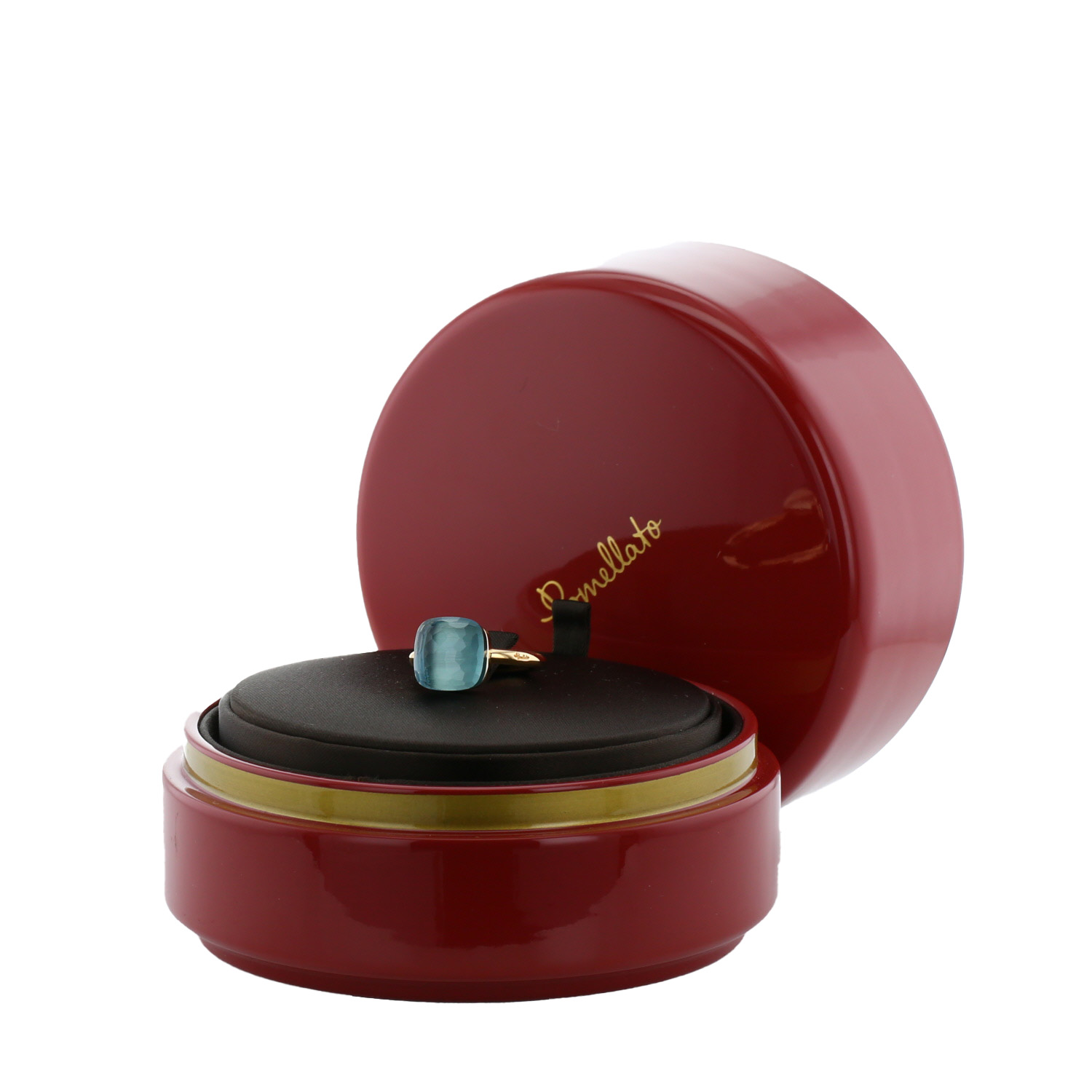 Bague Pomellato Nudo Maxi en or rose et topaze bleu - Detail D2