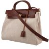 Hermès  Herbag shoulder bag  in beige canvas  and brown Hunter cowhide - 00pp thumbnail