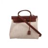 Hermès  Herbag shoulder bag  in beige canvas  and brown Hunter cowhide - 360 thumbnail
