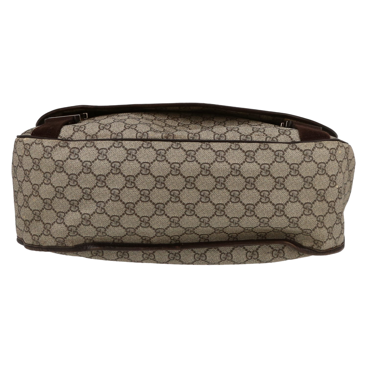 Sac bandoulière Gucci  Messenger en toile siglée beige et cuir marron - Detail D1