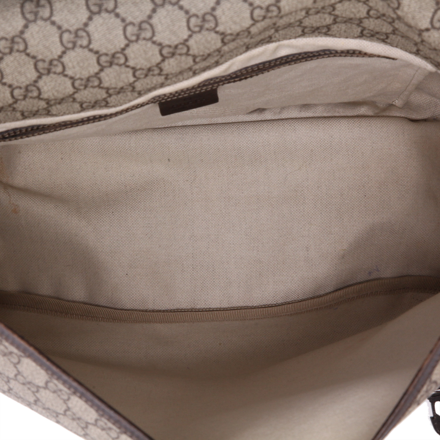Sac bandoulière Gucci  Messenger en toile siglée beige et cuir marron - Detail D3