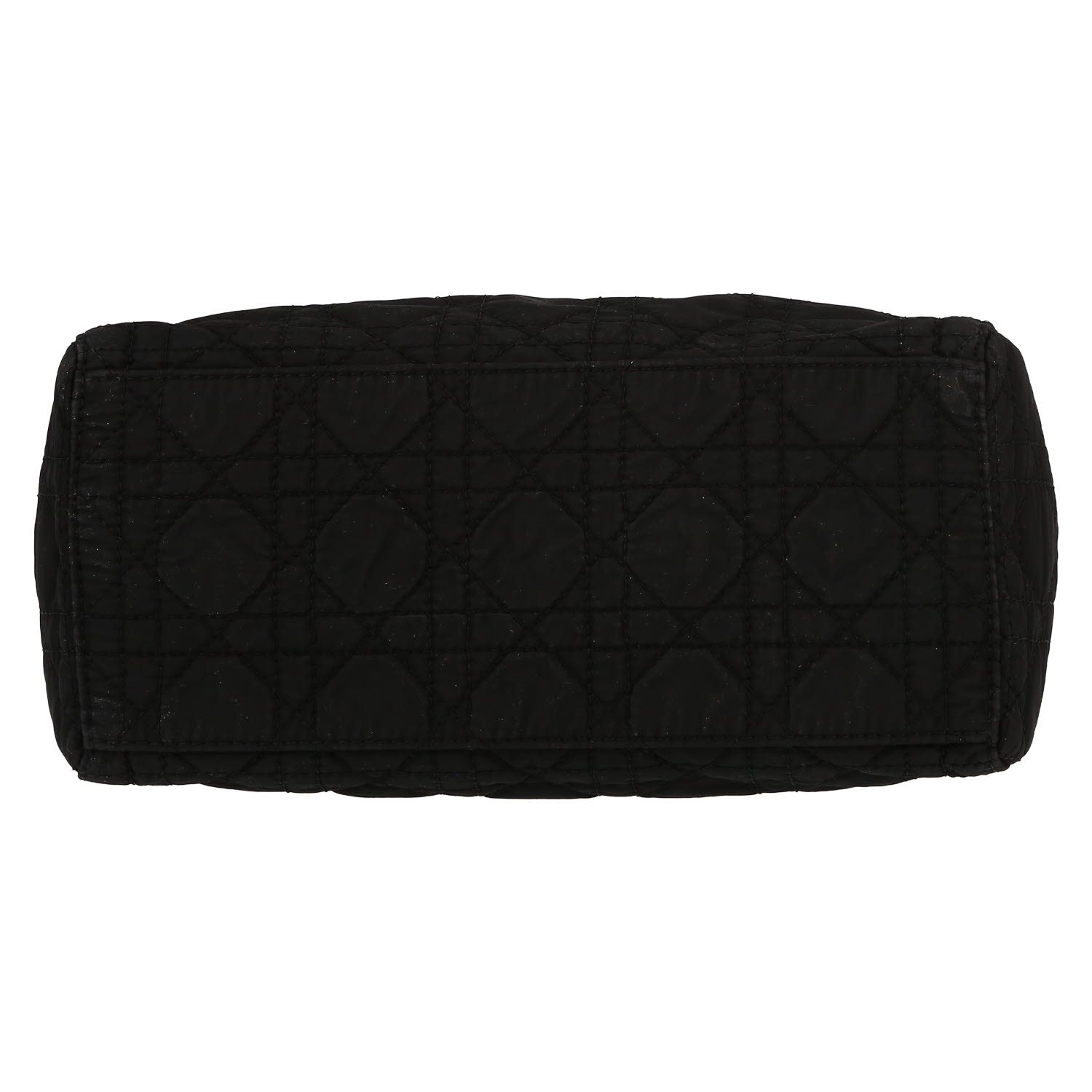 Bolso de mano Dior  Lady Dior en lona cannage negra y charol negro - Detail D1