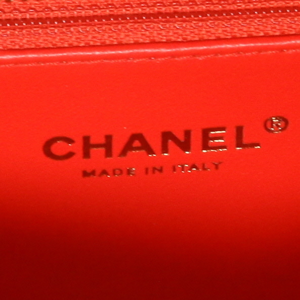 Sac bandoulière Chanel  Filigree Vanity Case en cuir grainé tricolore jaune vert et rouge - Detail D2