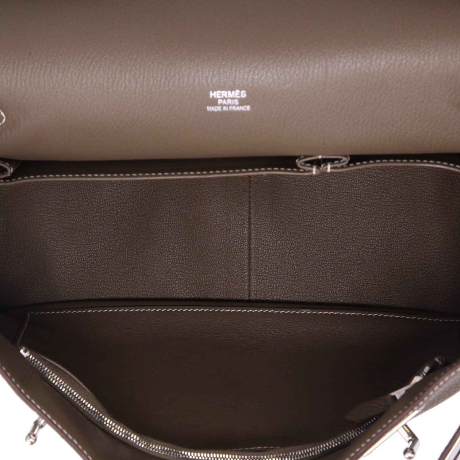 Bolso bandolera Hermès  Jypsiere 34 cm en cuero togo marrón etoupe - Detail D3