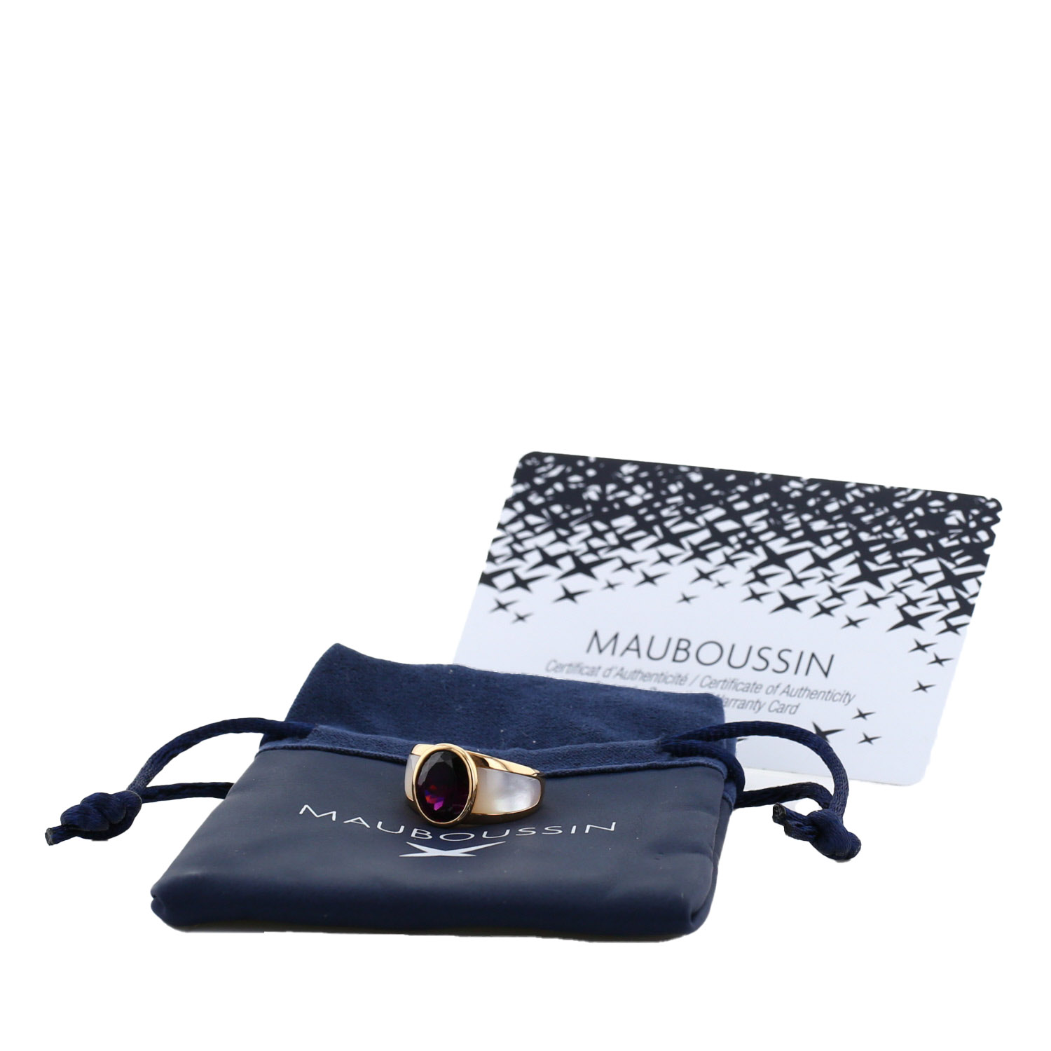 Sortija Mauboussin My First Madame de oro rosa, nácar y granate - Detail D2