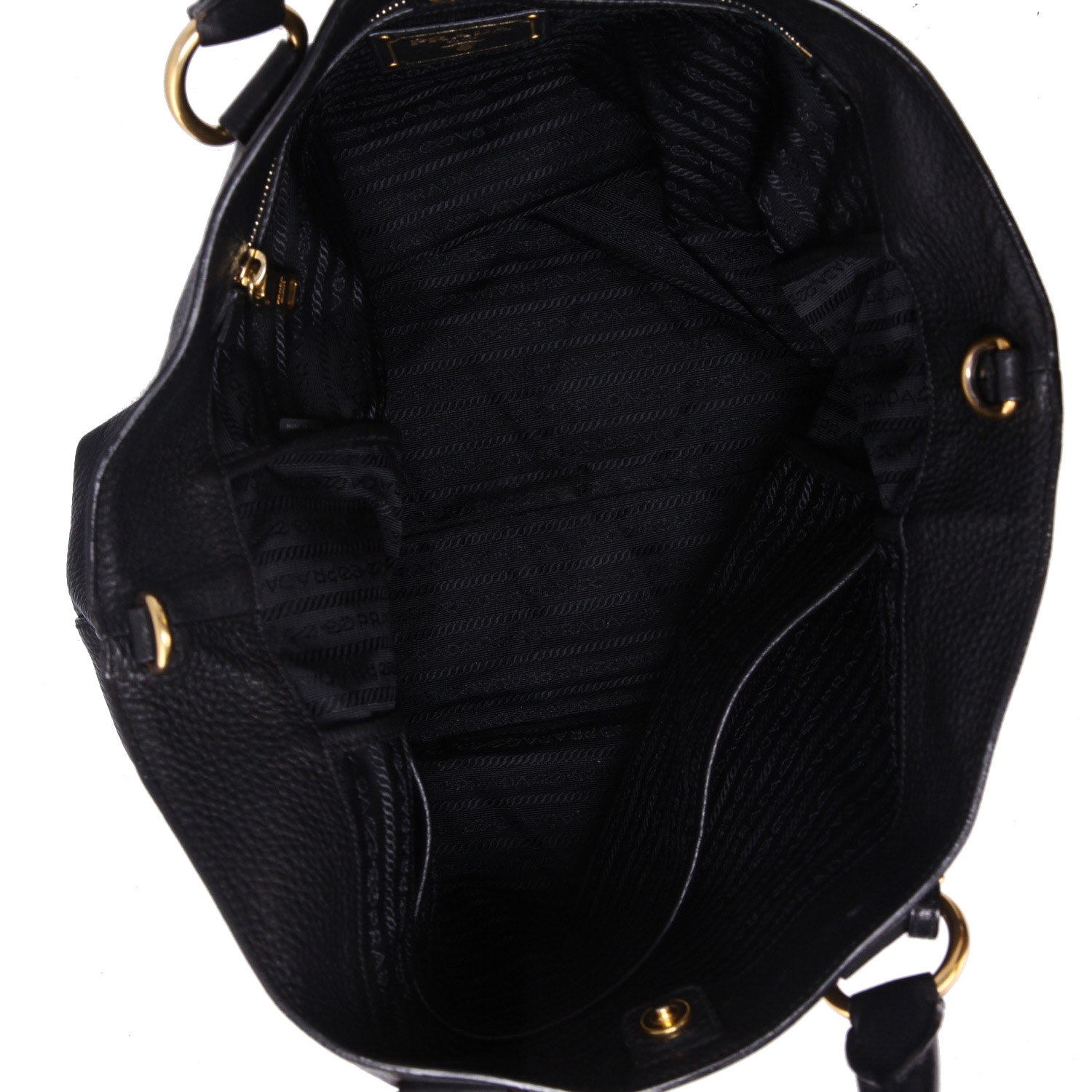 Sac à main Prada   en cuir grainé noir - Detail D3