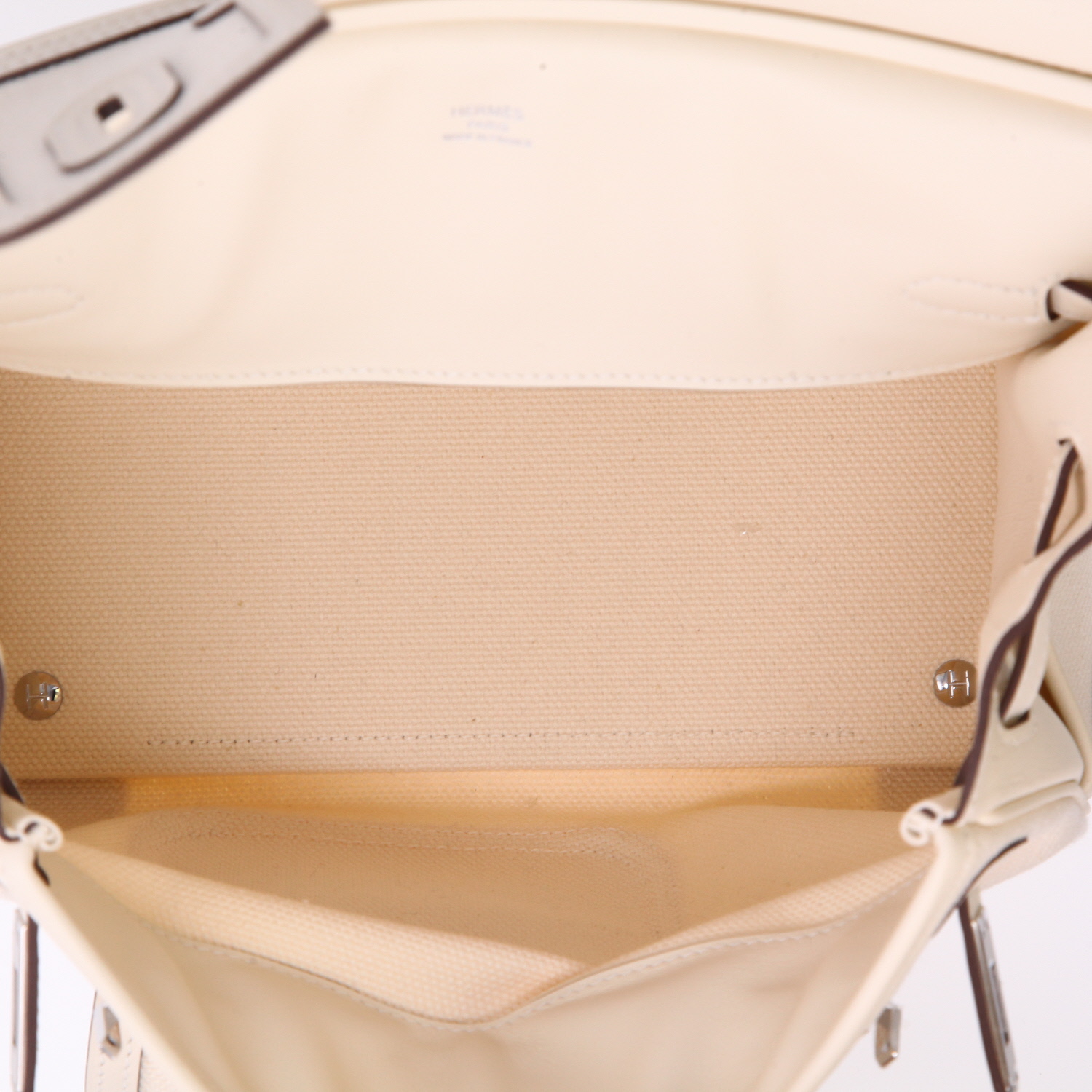 Hermès  Birkin 25 cm handbag  in Nata canvas  and Nata leather - Detail D3
