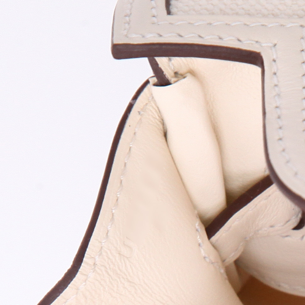 Bolso de mano Hermès  Birkin 25 cm en lona Nata y cuero Nata - Detail D4