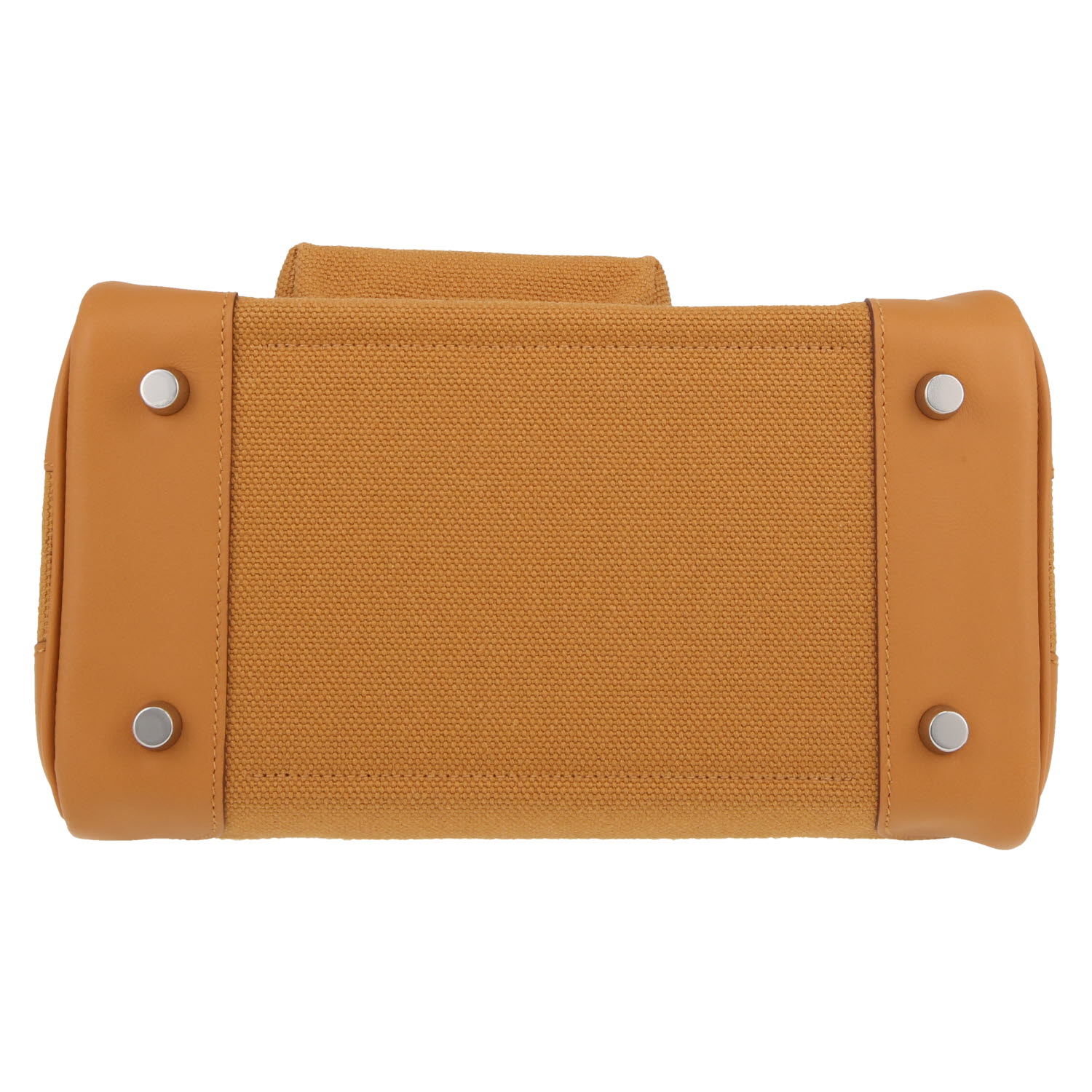 Bolso de mano Hermès  Birkin 25 cm en lona color camel y cuero color camel - Detail D1